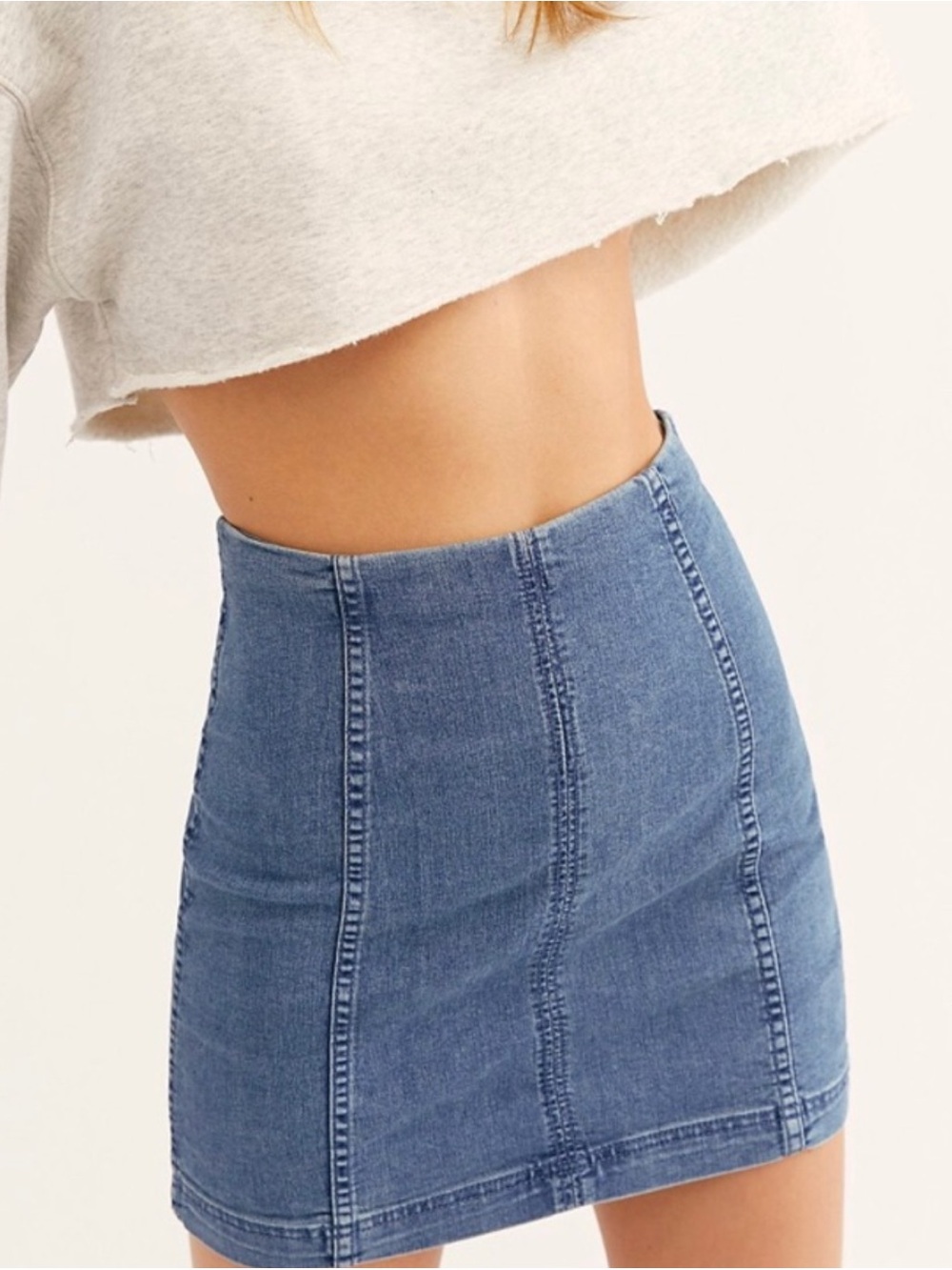 Free People Washed Blue Denim Mini Skirt Size 10